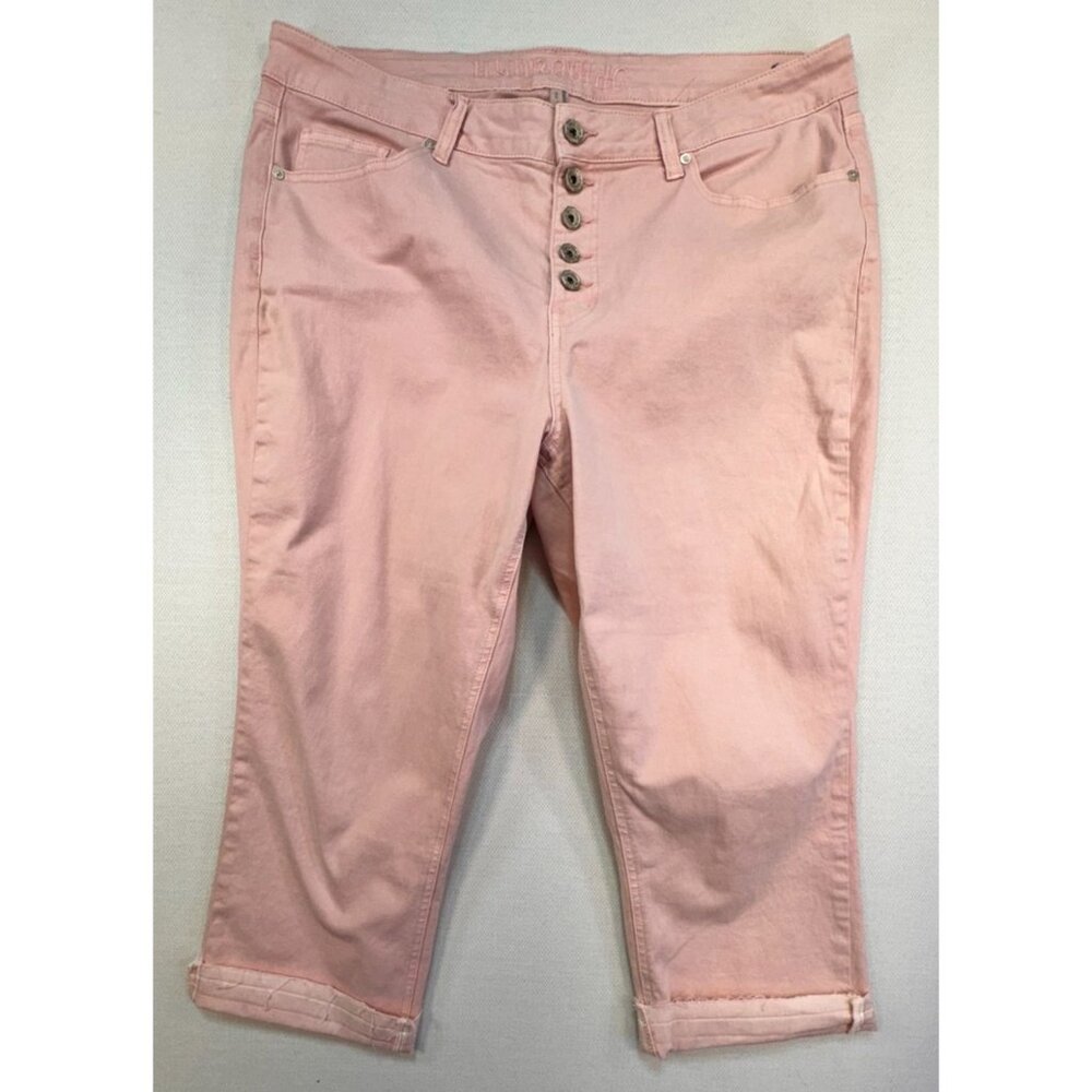 Hydraulic Womens Nolita Slim Straight Crop Jeans 18W Cotton/Spandex Pink
